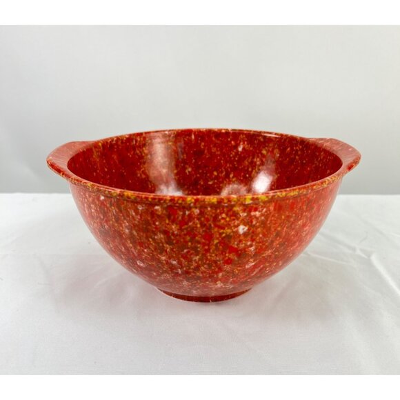 Vintage Melamine Nesting Mixing Bowl with Handles Red Confetti Speckled - Picture 1 of 7